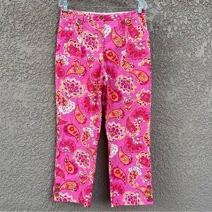 Tommy Hilfiger Floral-Print Paisley‎ Trouser Pants Sz 8 Lilly Pulitzer Inspired